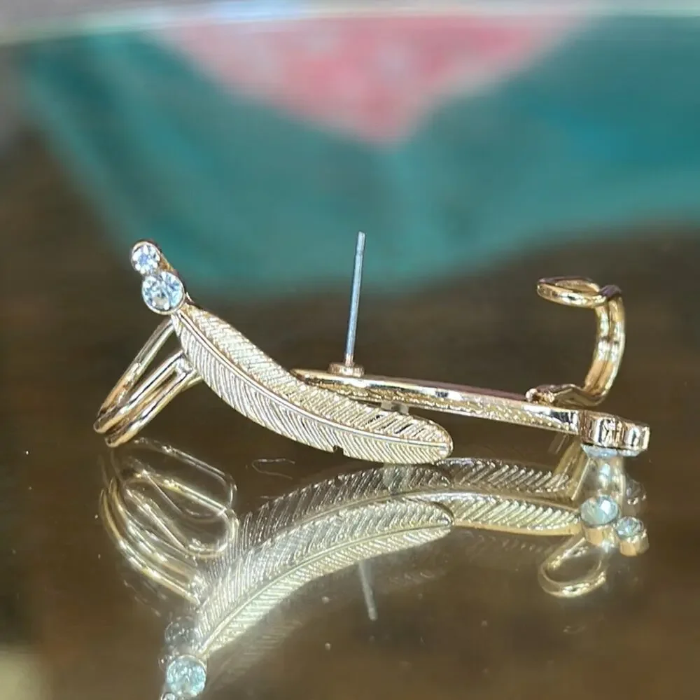 Feathered Ear Climber and Cuff Earrings